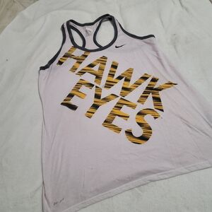 Nike Womens Large NCAA Iowa Hawkeyes Racerback Tank Top Dri Fit Black Gold Hawks
